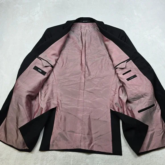 BOSS HUGO Wool Blazer Jacket Mens 38R Black Super 100‎ Suit Jacket Coat